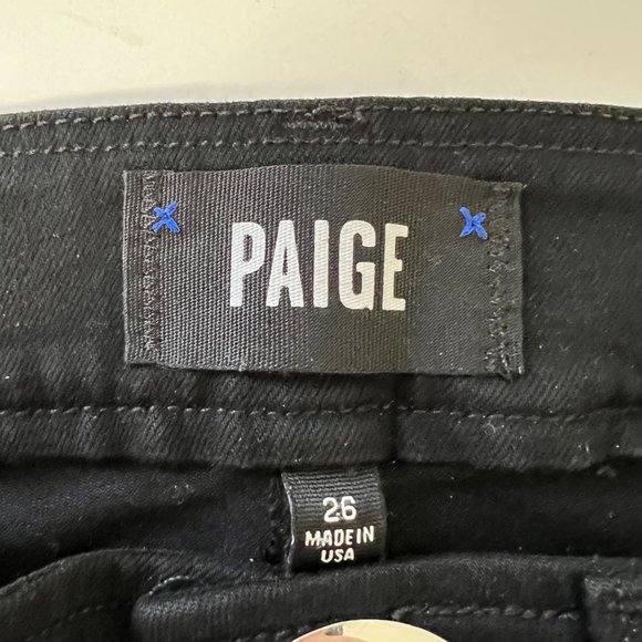 Paige High Rise Skinny Jeans Black Shadow Big Button size 26 - Picture 7 of 11